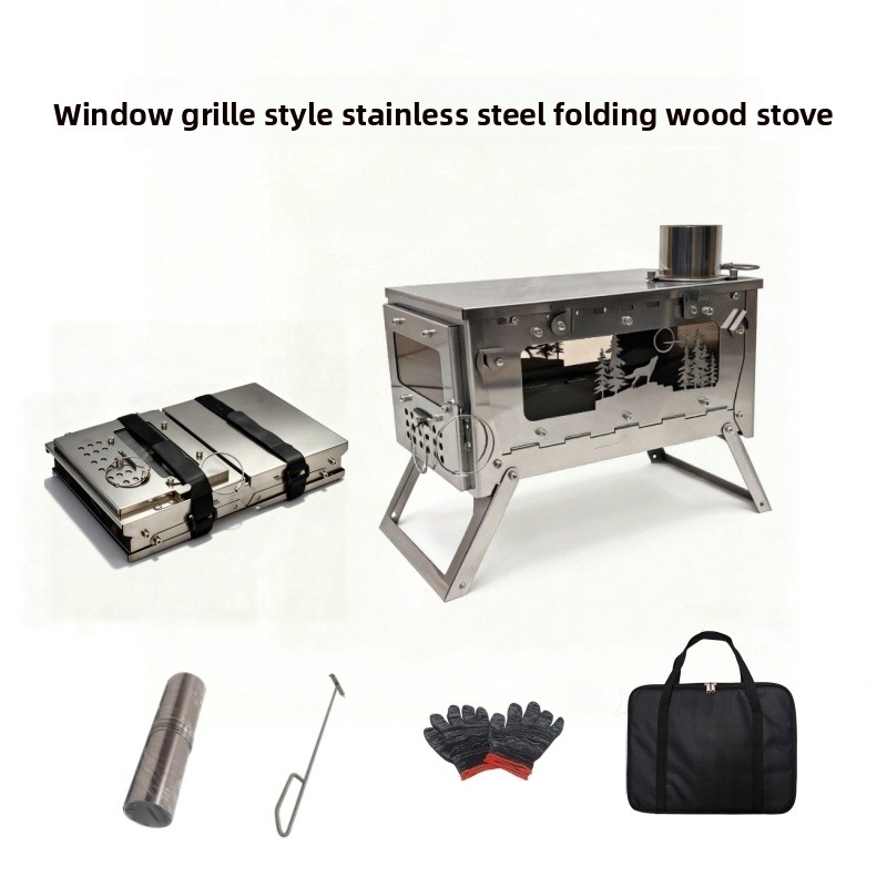 Outdoor Camping Wood Burning Stove - 스테인리스 스틸 접이식 휴대용 나무 난로