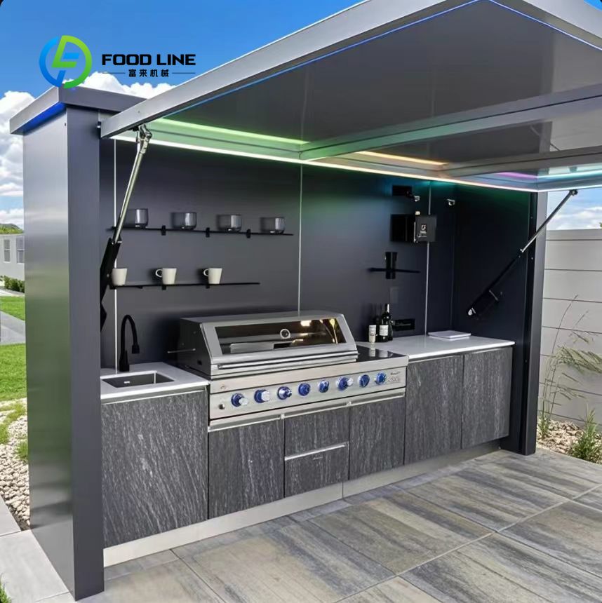 Outdoor Camping Kitchen With Sink - 맞춤형 이동식 야외 주방 카트 (바퀴