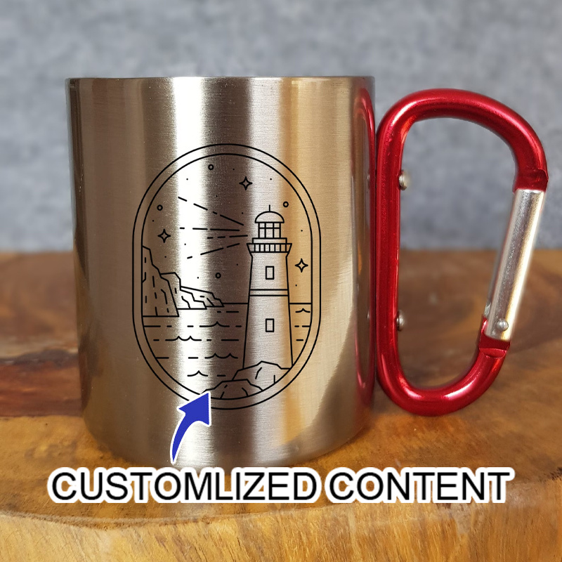 Outdoor Camping Items - 스테인리스 스틸 소재의 캠핑 머그컵, 카라비너
