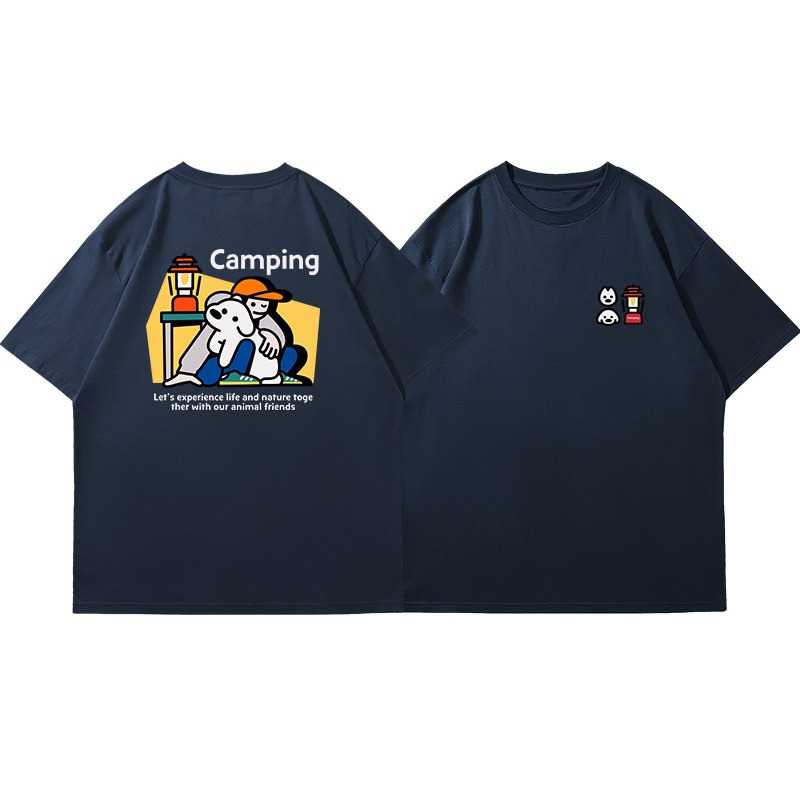 한국 재미있는 일러스트 캠핑 프린트 일본 반팔 티셔츠  - Outdoor Camping Korea 리뷰 및 가격