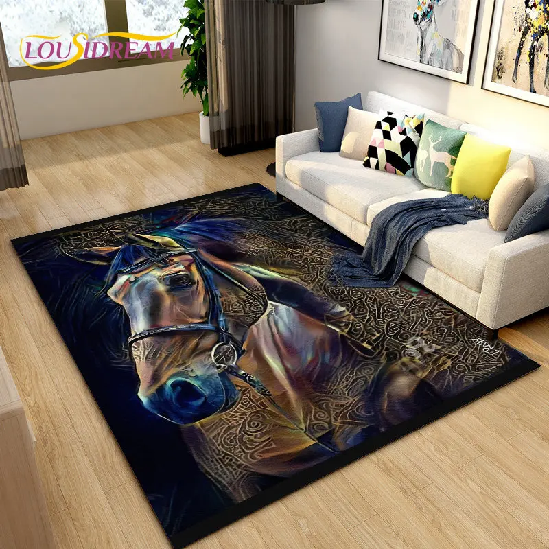 3D 라이트 럭셔리 모던 말 모양 대형 러그, 거실 침 - Outdoor Camping Mats Large 리뷰 및 가격