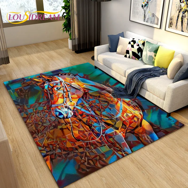 3D 라이트 럭셔리 모던 말 모양 대형 러그, 거실 침 - Outdoor Camping Mats Large 리뷰 및 가격