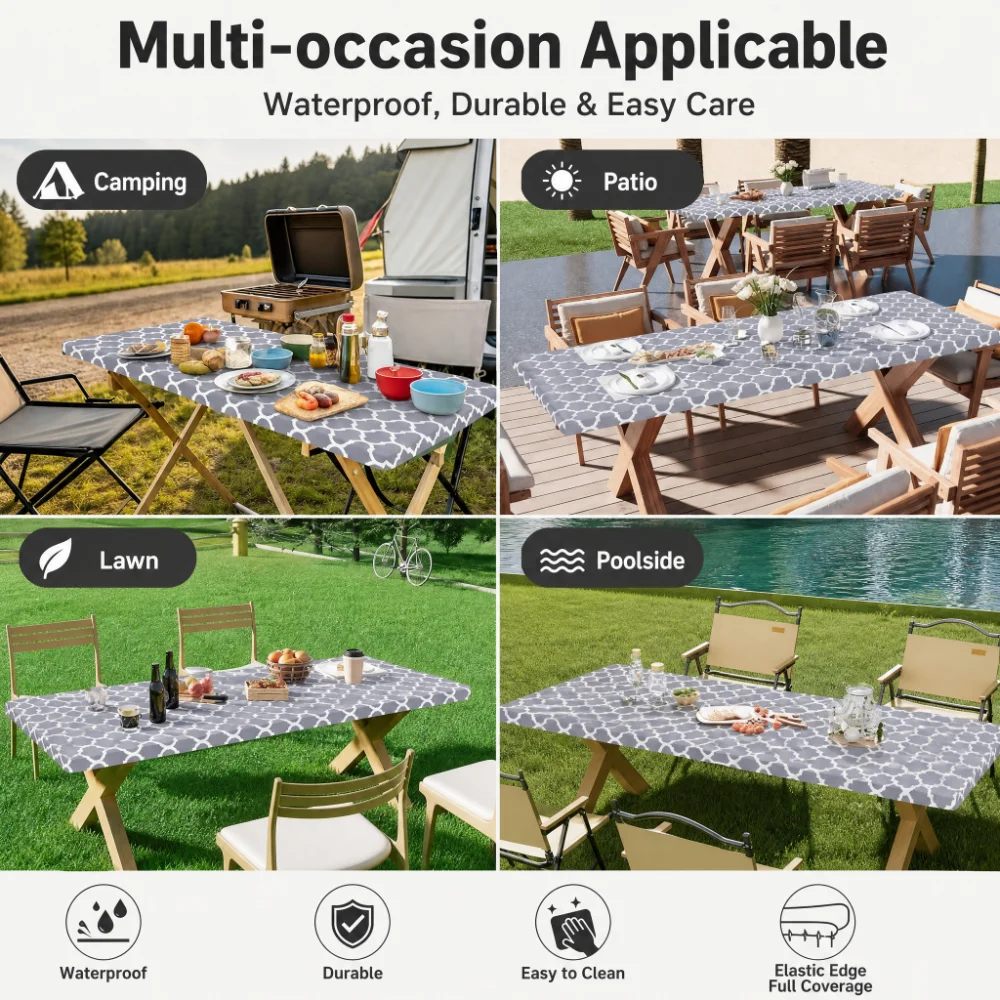 직사각형 테이블보 커버, 폴리에스터 탄성 피팅 테이블보 - Camp Table Folding 리뷰 및 가격