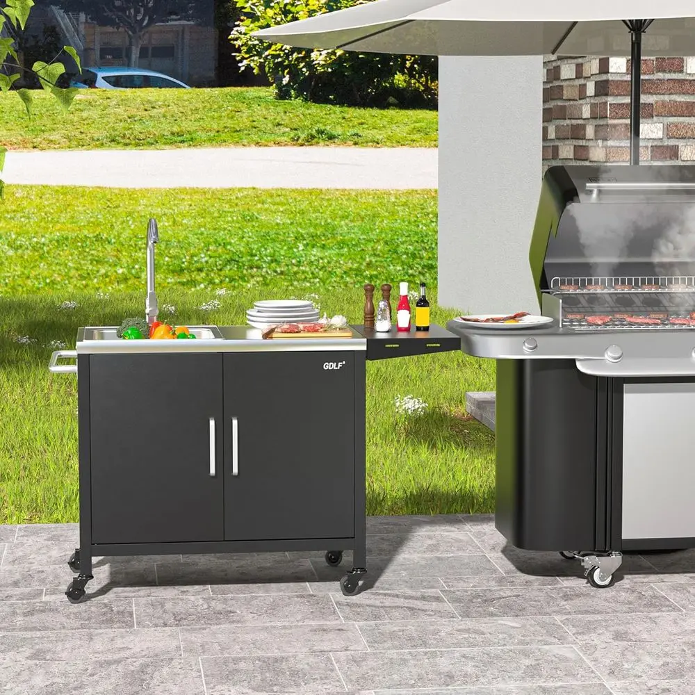 스테인리스 싱크대가 있는 야외 주방 아일랜드, 금속 그 - Outdoor Camping Kitchen With Sink 리뷰 및 가격