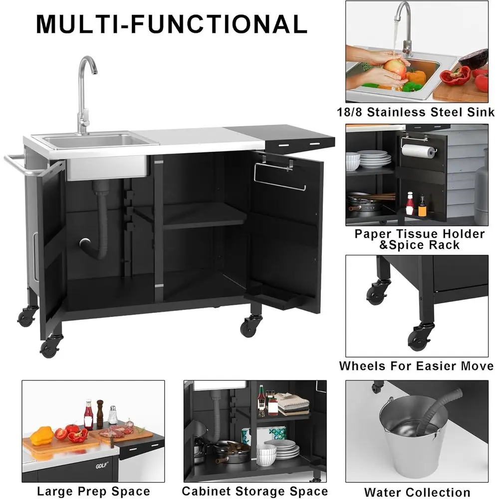 스테인리스 싱크대가 있는 야외 주방 아일랜드, 금속 그 - Outdoor Camping Kitchen With Sink 리뷰 및 가격