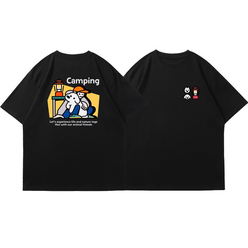 베스트 코리아 펀 일러스트 캠핑 프린트 일본 반팔 티셔 - Outdoor Camping Korea 리뷰 및 가격