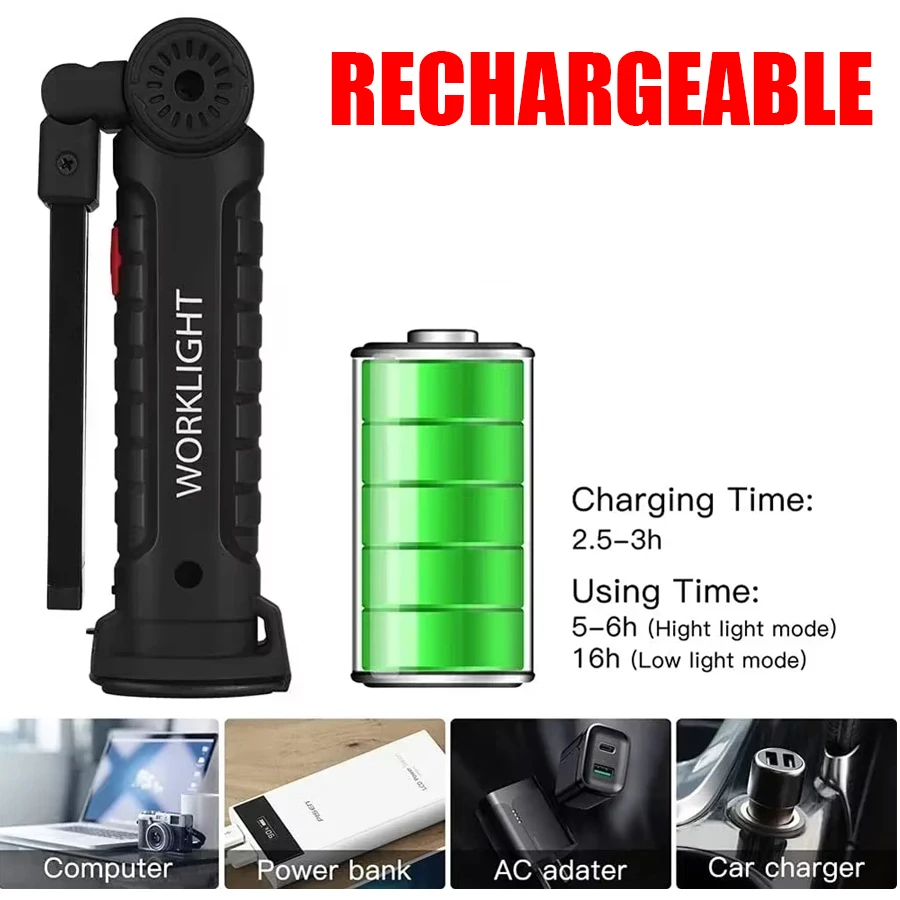 새로운 휴대용 COB LED 손전등 USB C 충전식  - Outdoor Camping Lantern 리뷰 및 가격