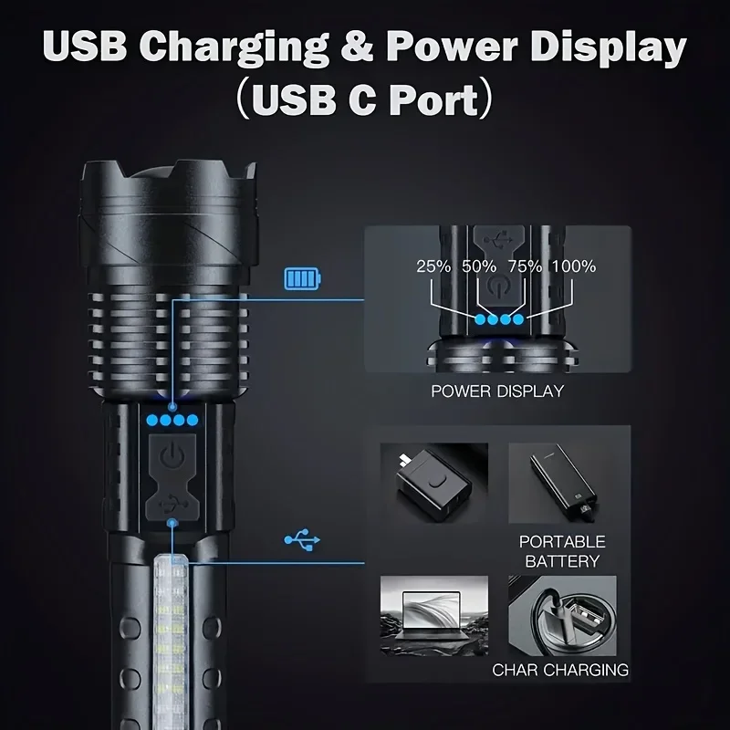 강력한 LED 손전등 배터리 표시등 USB 충전식 라이 - Outdoor Camping Lantern 리뷰 및 가격