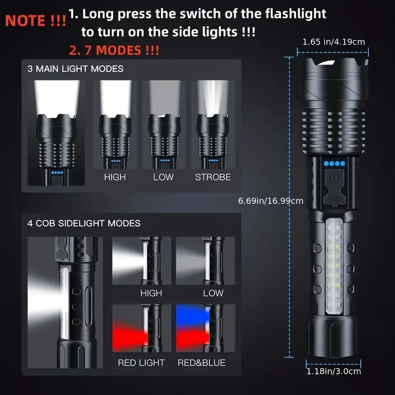 강력한 LED 손전등 배터리 표시등 USB 충전식 라이 - Outdoor Camping Lantern 리뷰 및 가격