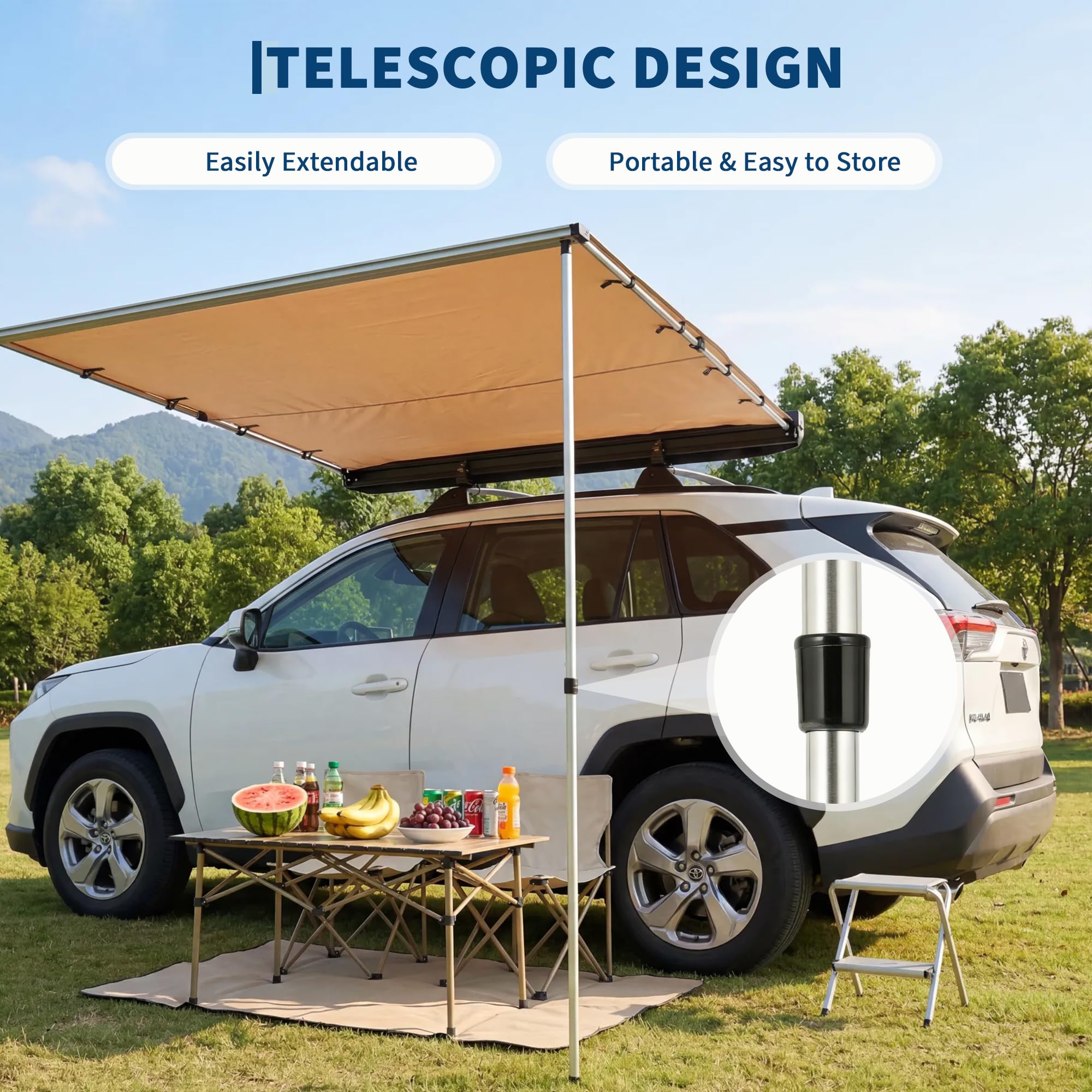 SUV 트럭 밴 루프랙 어닝 - 접이식 측면 차양막,  - Outdoor Camping Vehicle 리뷰 및 가격